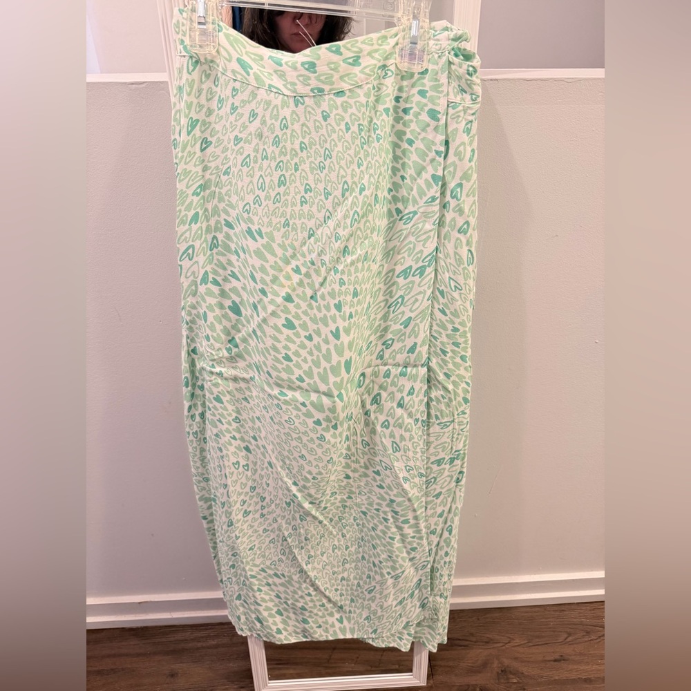 Women’s Mint Heart-Print Maxi Skirt